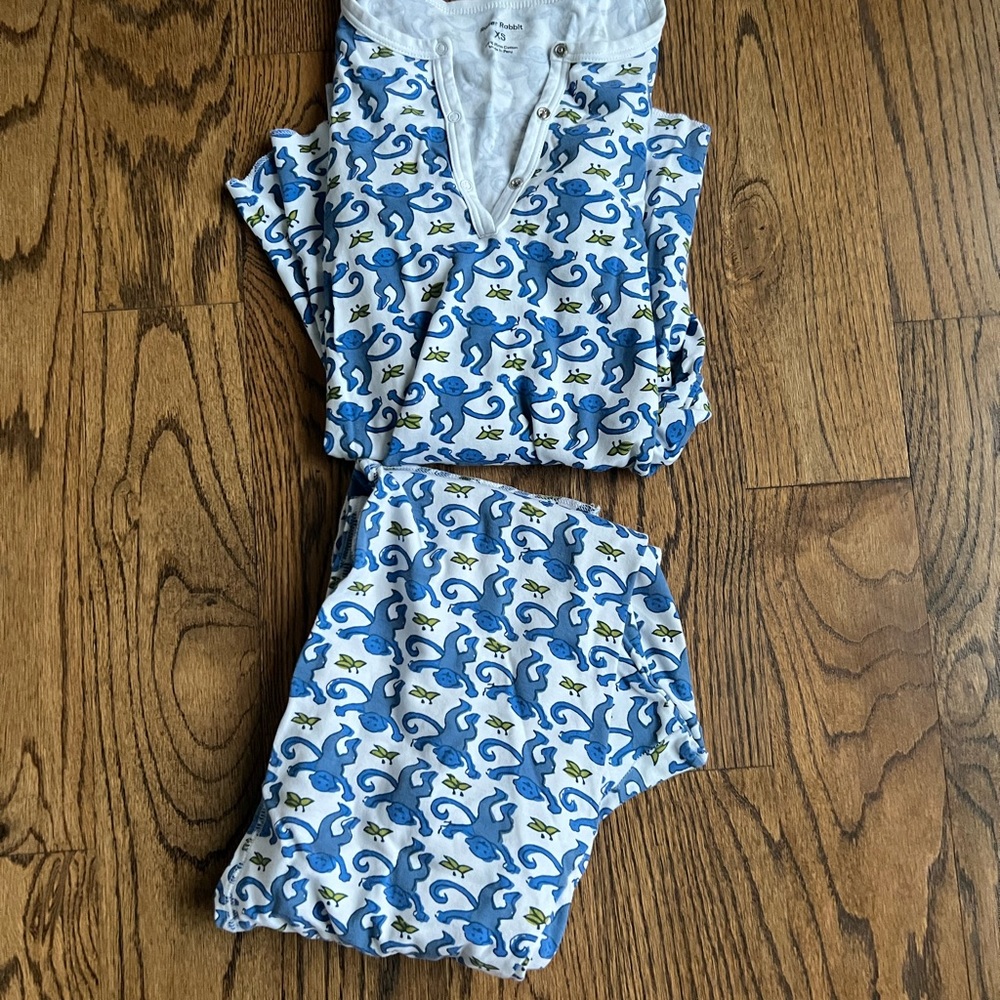 roller rabbit blue monkey pajamas